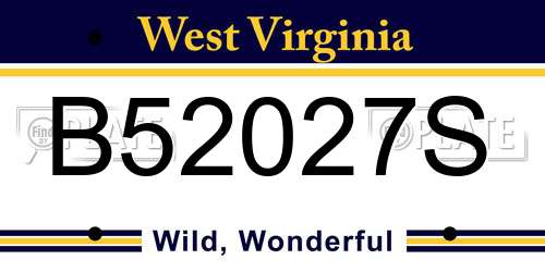 B52027S West Virginia License Plate