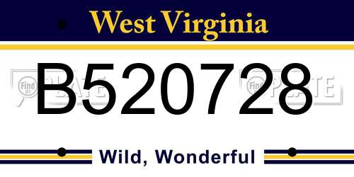 B520728 West Virginia License Plate