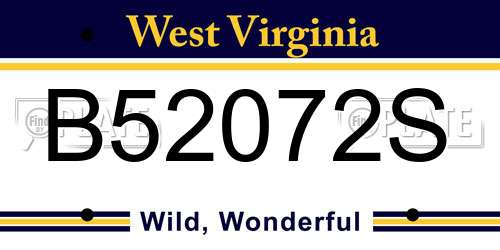 B52072S West Virginia License Plate