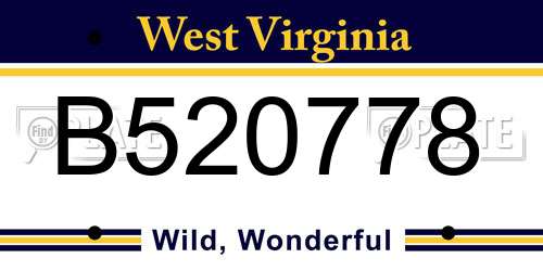 B520778 West Virginia License Plate