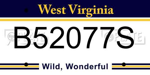 B52077S West Virginia License Plate