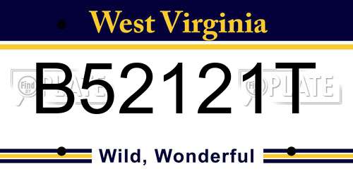 B52121T West Virginia License Plate