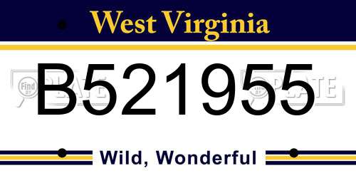 B521955 West Virginia License Plate