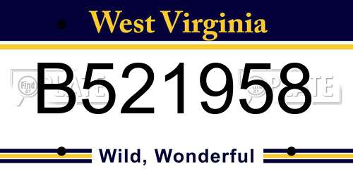 B521958 West Virginia License Plate