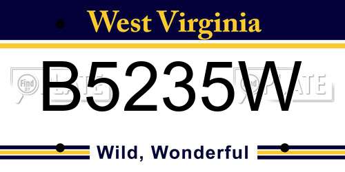 B5235W West Virginia License Plate