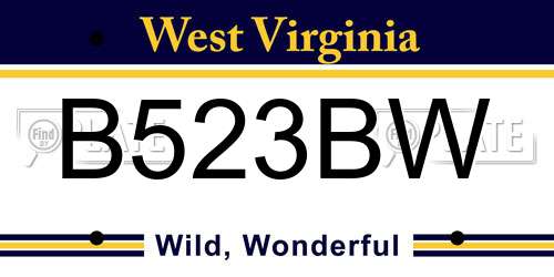 B523BW West Virginia License Plate