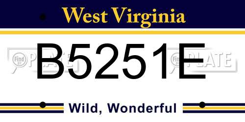 B5251E West Virginia License Plate