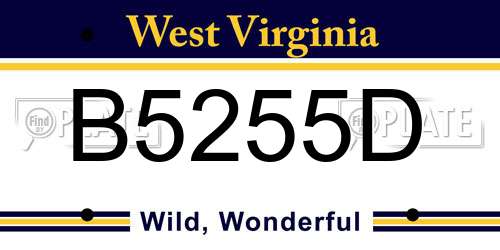 B5255D West Virginia License Plate