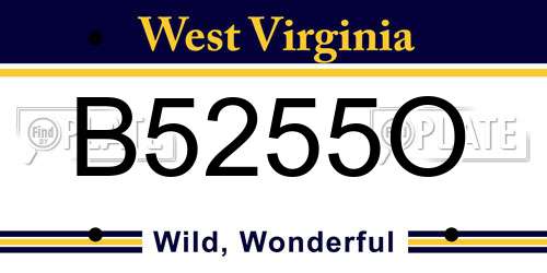B5255O West Virginia License Plate