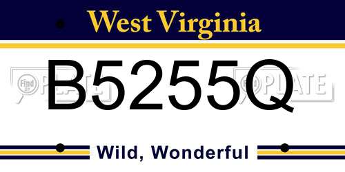 B5255Q West Virginia License Plate