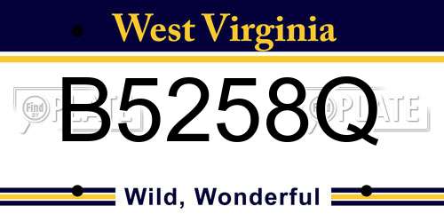 B5258Q West Virginia License Plate