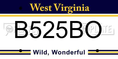 B525BO West Virginia License Plate