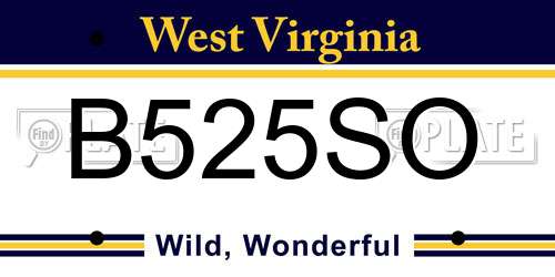 B525SO West Virginia License Plate