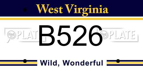 B526 West Virginia License Plate