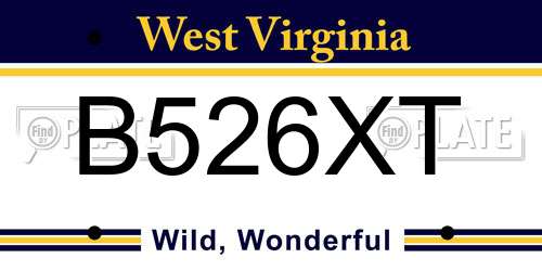 B526XT West Virginia License Plate