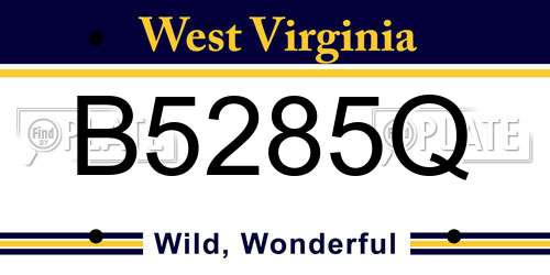B5285Q West Virginia License Plate