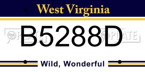 B5288D West Virginia License Plate