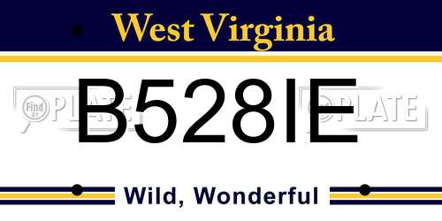 B528IE West Virginia License Plate