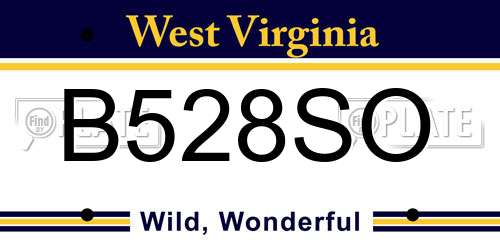B528SO West Virginia License Plate