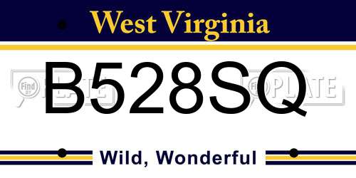 B528SQ West Virginia License Plate