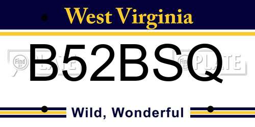 B52BSQ West Virginia License Plate