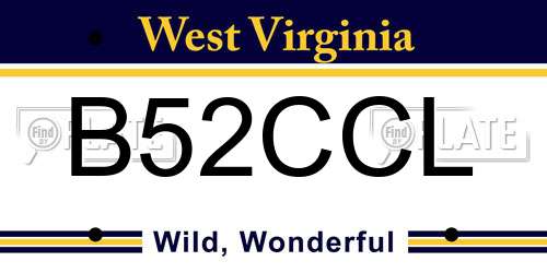 B52CCL West Virginia License Plate