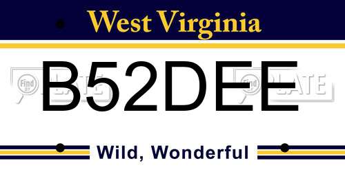 B52DEE West Virginia License Plate