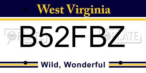 B52FBZ West Virginia License Plate