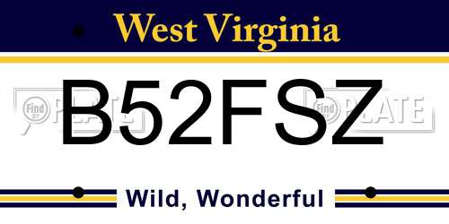 B52FSZ West Virginia License Plate