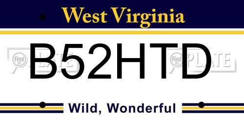 B52HTD West Virginia License Plate