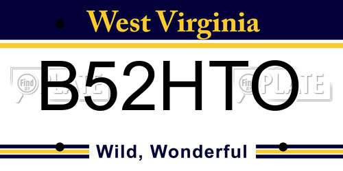B52HTO West Virginia License Plate