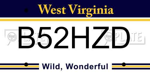 B52HZD West Virginia License Plate