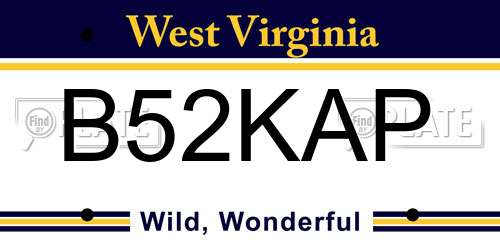 B52KAP West Virginia License Plate
