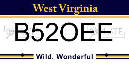 B52OEE West Virginia License Plate