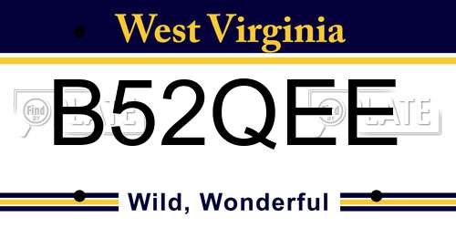 B52QEE West Virginia License Plate
