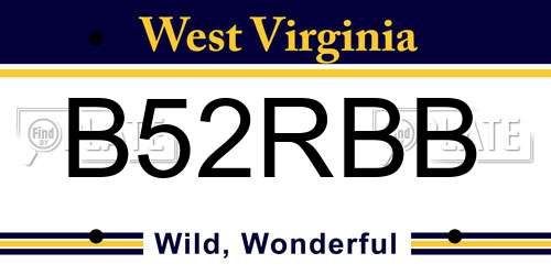 B52RBB West Virginia License Plate