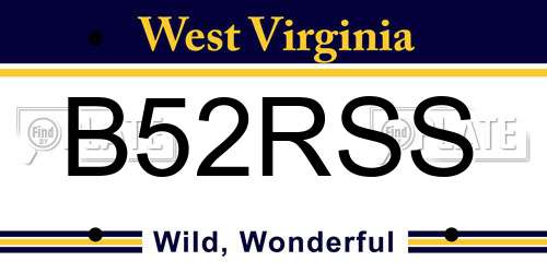 B52RSS West Virginia License Plate
