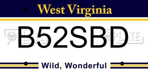 B52SBD West Virginia License Plate