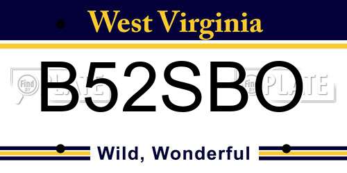 B52SBO West Virginia License Plate