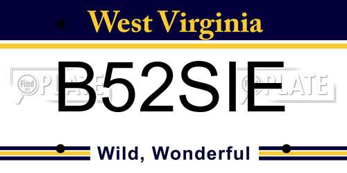 B52SIE West Virginia License Plate