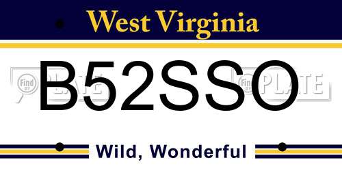B52SSO West Virginia License Plate