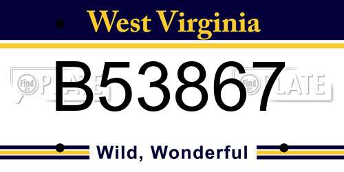 B53867 West Virginia License Plate