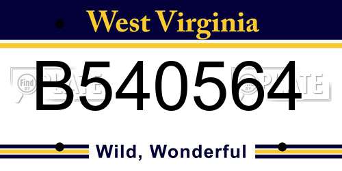 B540564 West Virginia License Plate