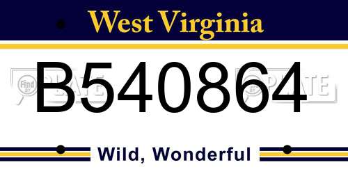 B540864 West Virginia License Plate