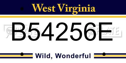 B54256E West Virginia License Plate