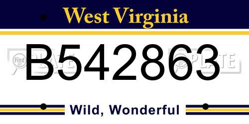 B542863 West Virginia License Plate