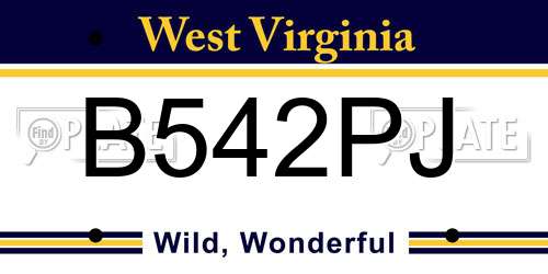 B542PJ West Virginia License Plate