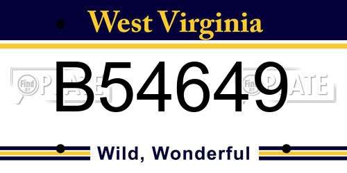 B54649 West Virginia License Plate