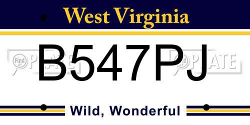 B547PJ West Virginia License Plate