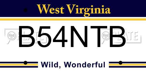 B54NTB West Virginia License Plate